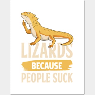 Lizard Bartagame Middle Finger Reptile Posters and Art